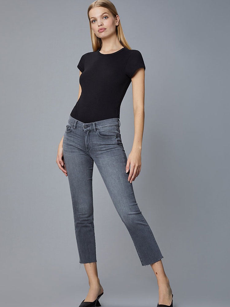 Dl1961 Overcast Raw Mara Straight Jeans In Gray