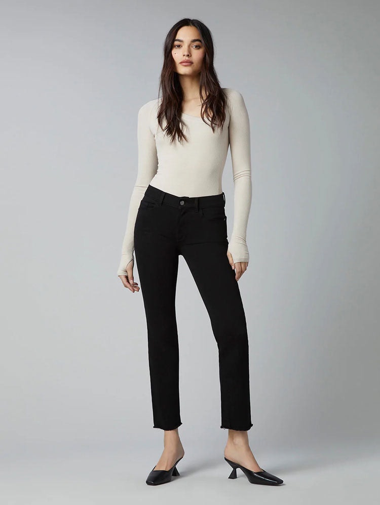 Dl1961 Black Peached Raw Mara Straight Ankle Jeans In Multi