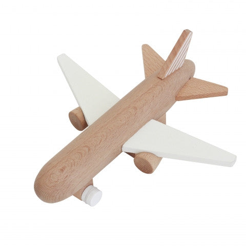 Kiko & Gg - Wooden Jet Plane - White/black/white - Wood | White