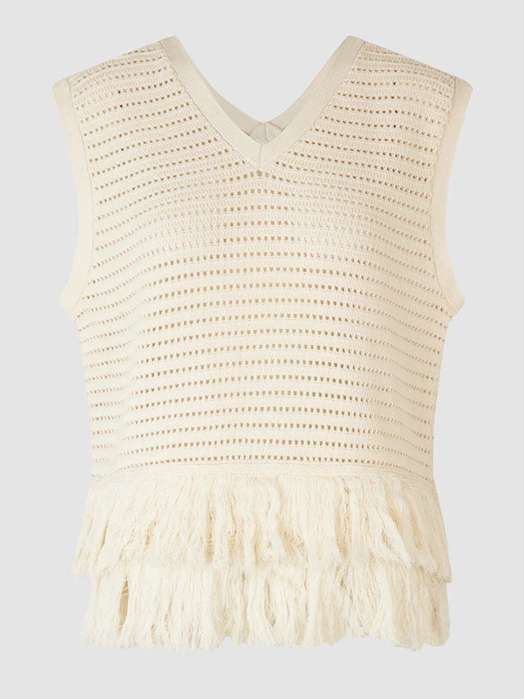 Second Female - Mantova V-neck Knit White - Uk 14