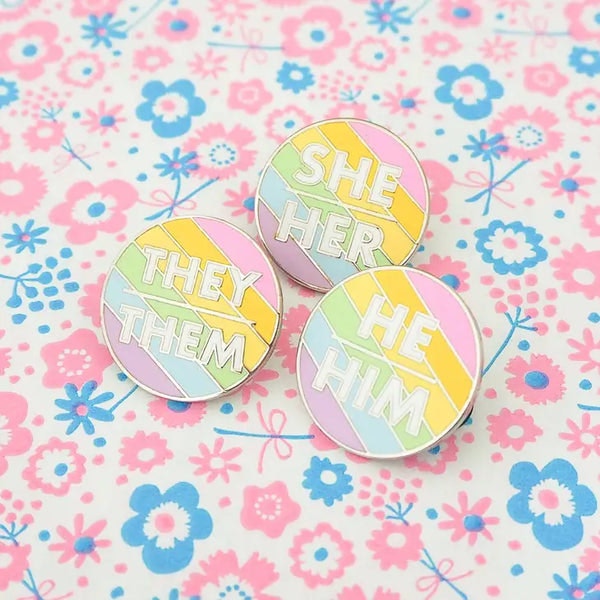 Pronoun Enamel Pin by Hand Over Your Fairy Cakes