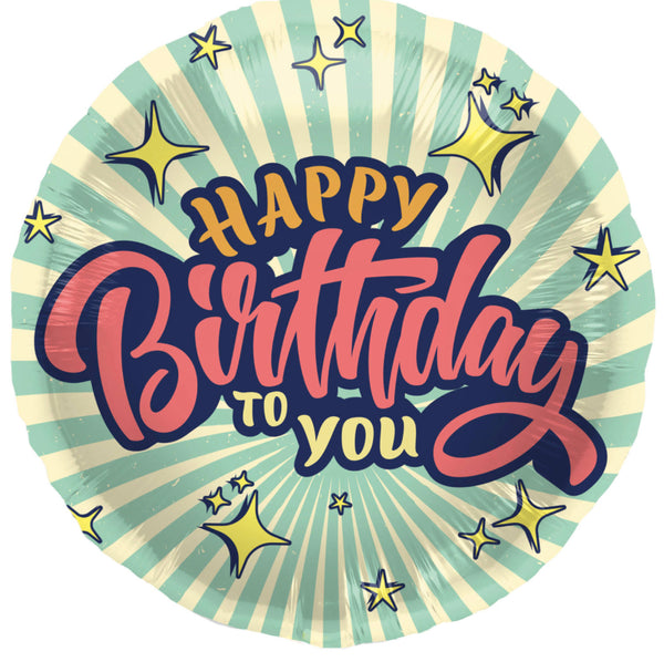 Folat - Retro Stars Birthday Foil Balloon - 45cm