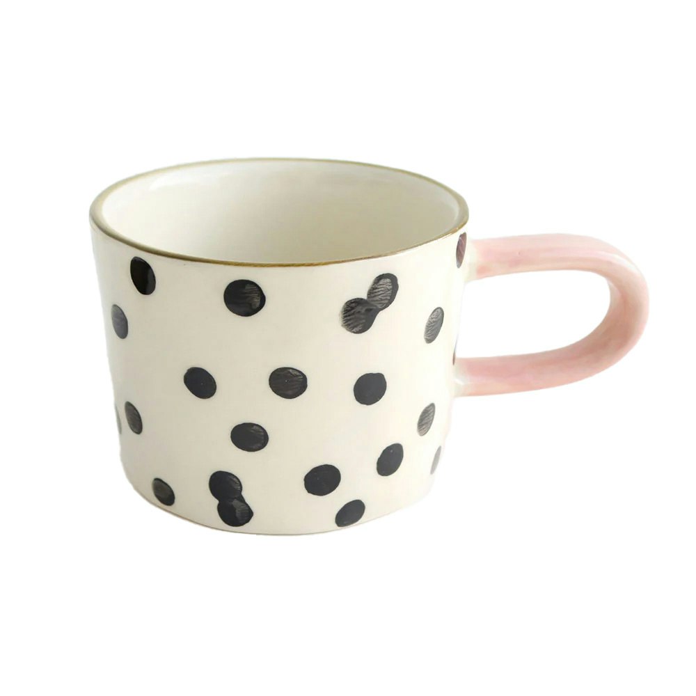 Mono Small Polka Dot Ceramic Mug by Caroline Gardner