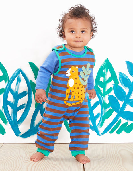 Toby Tiger - Organic Blue Basic Long Sleeved Baby Bodysuit - 0-3m / 56cm