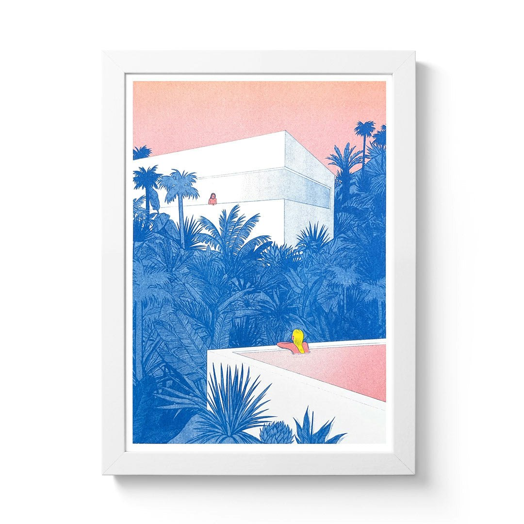 Tropical A4 Framed Riso Print by Lily Blakely