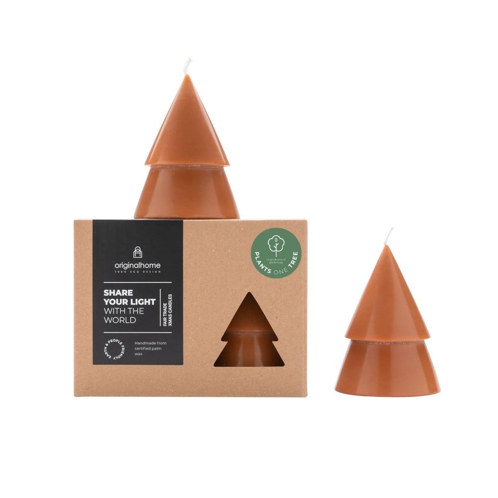 Originalhome - Set Of 2 Medium Cognac Xmas Tree Candles