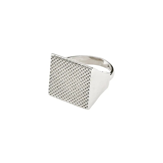 Pilgrim Silver Plated Recycled Signet Pulse Ring In Metallic