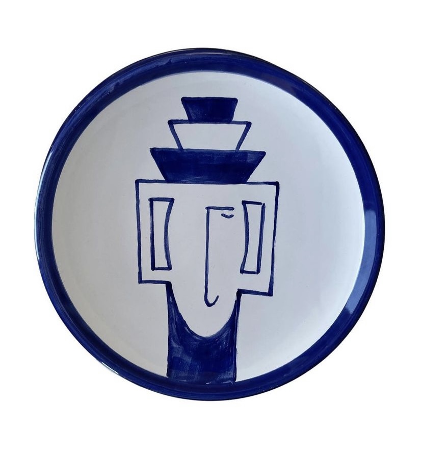 Vietri - Fruit Fruit Plate Of Vietri Drawing Volto - Blue/blue - Ceramic | White | Blue