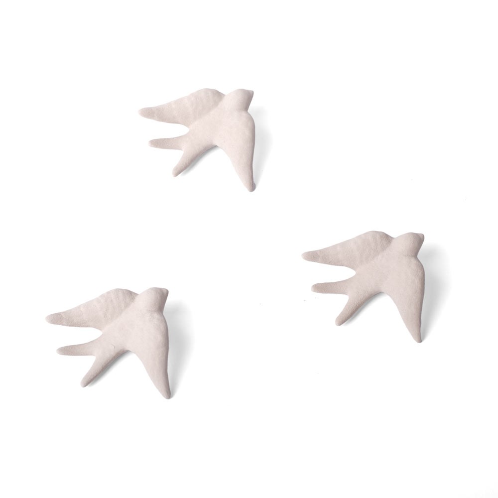 Casa Atlantica - Set Of 6 Pale Gray Small Ceramic Matte Finish Decorative Siras Swallows