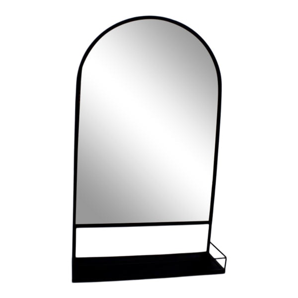 Thomas Black Iron Mirror with Shelf by Maitri