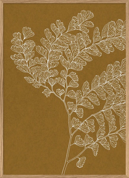 Fern Leaf Print Brown | Oak Framed by The Dybdahl Co.