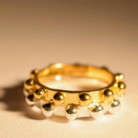 Risza Jewellery - Studded Ring - Sterling Silver / O