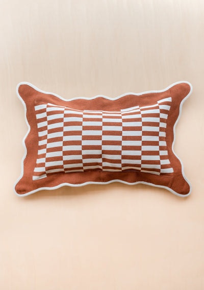 Checkerboard Cushion Cover - Rust by Tartan Blanket co