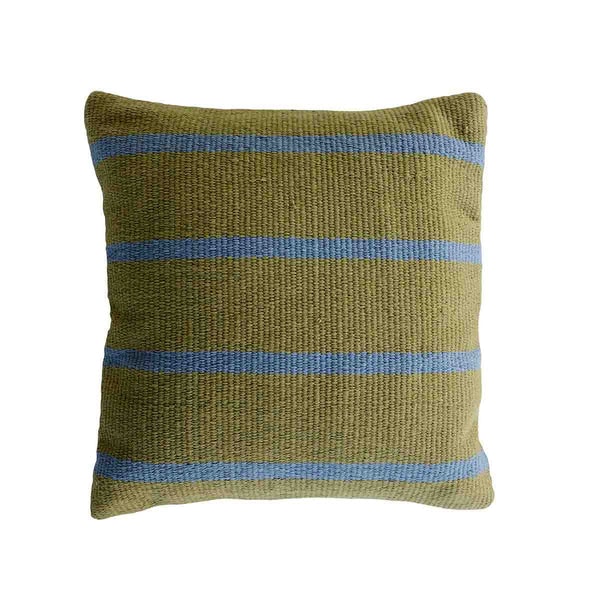 Stripe Pillowcase 48x48 Cm - Olive/blue by MOUD Home