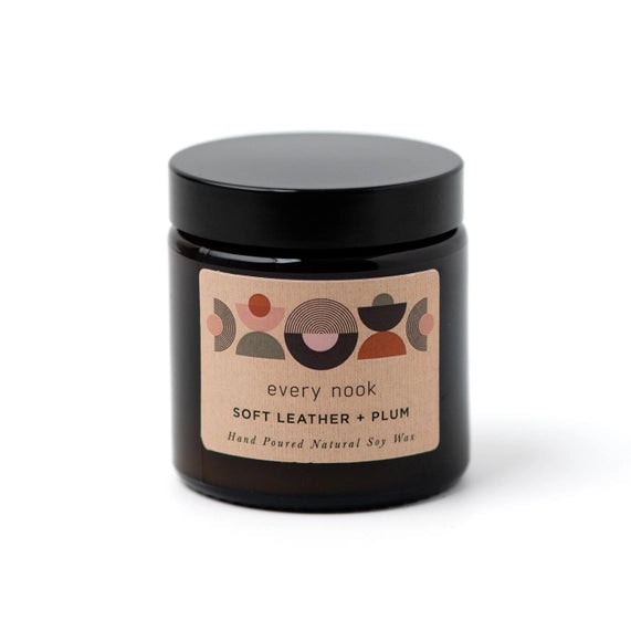 Soft Leather + Plum Soy Wax Candle by Every Nook