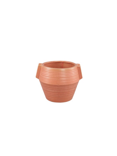 Medium Shaine Orange Ribbed Ceramic Plant Pot by PTMD