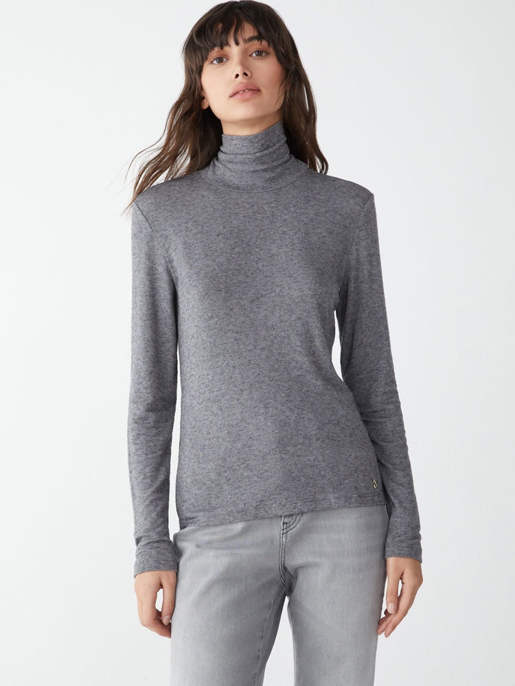 Iblues Zina Roll Neck Top Melange Grey In Gray