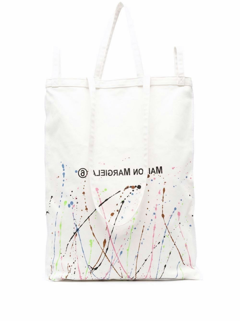 Maison Margiela Paint Splatter Detail Tote Bag In White