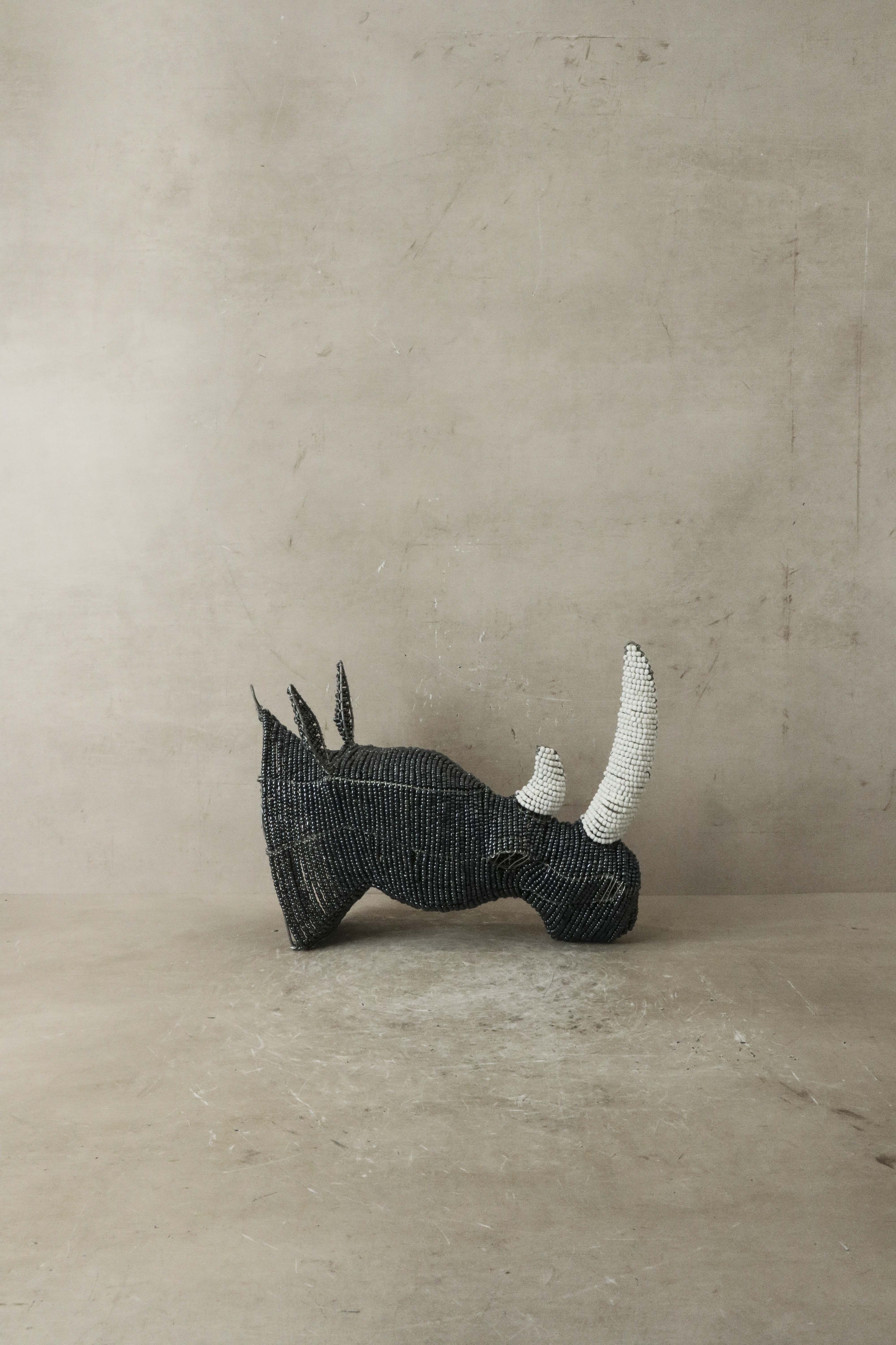 Botanical Boys - Rhinoceros Beaded Wall Sculpture - R1