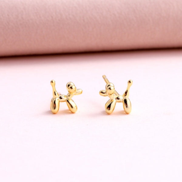 Attic Creations Puppy Love Balloon Dog Earrings In Gold