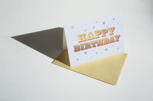 Gold Foil Happy Birthday Card by Dandy Star