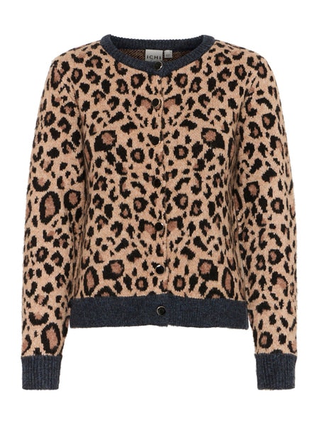 Ichi Livoni Leopard Print Cardigan In Animal Print