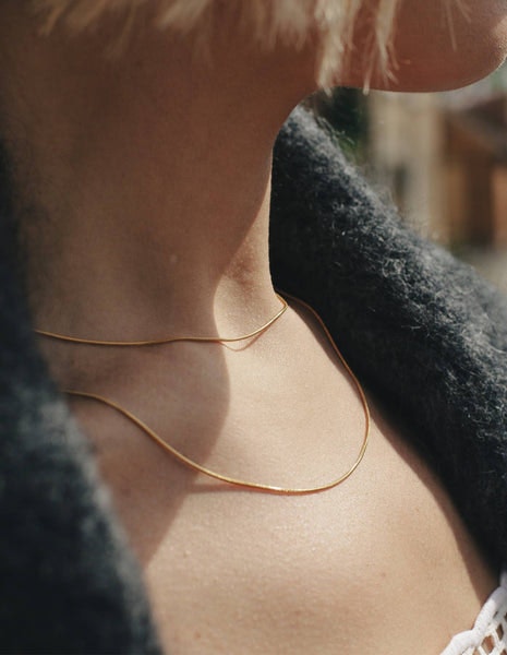 Nordic Muse - Gold Double Layer Slim Chain Necklace