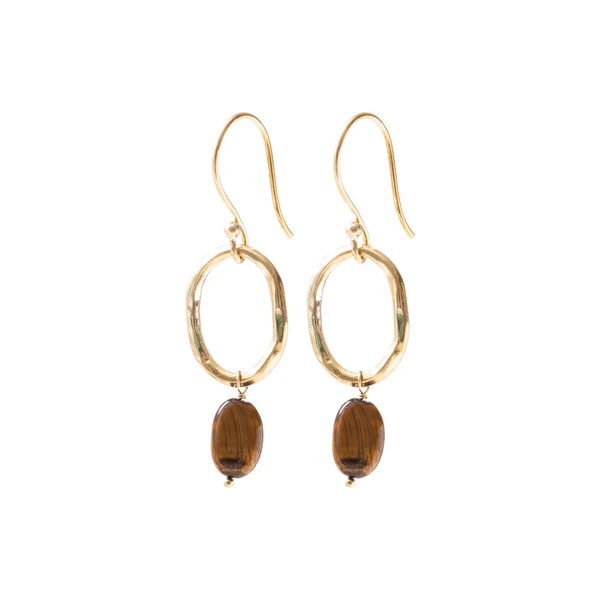 Beautiful Story Graceful Tiger Eye Gold Earrings