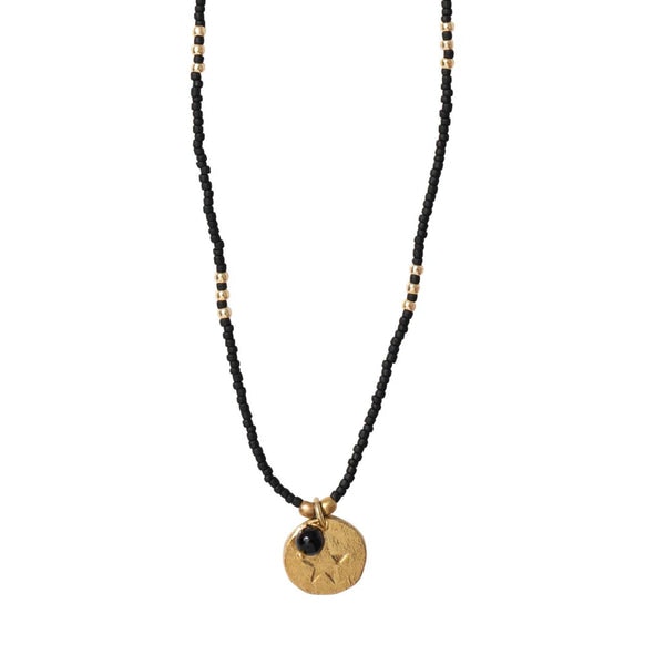 Beautiful Story Timeless Black Onyx Gold Necklace