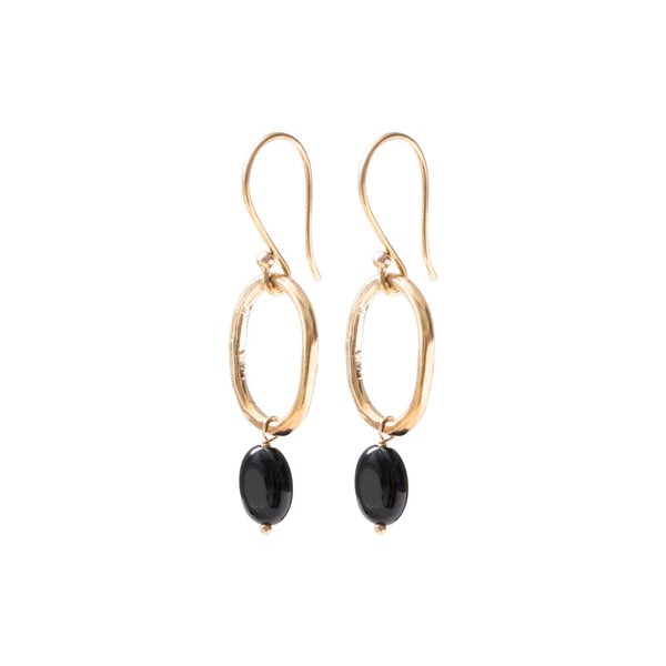 Beautiful Story Graceful Black Onyx Gold Earrings