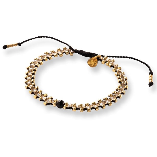 Beautiful Story Eternal Black Onyx Gold Bracelet