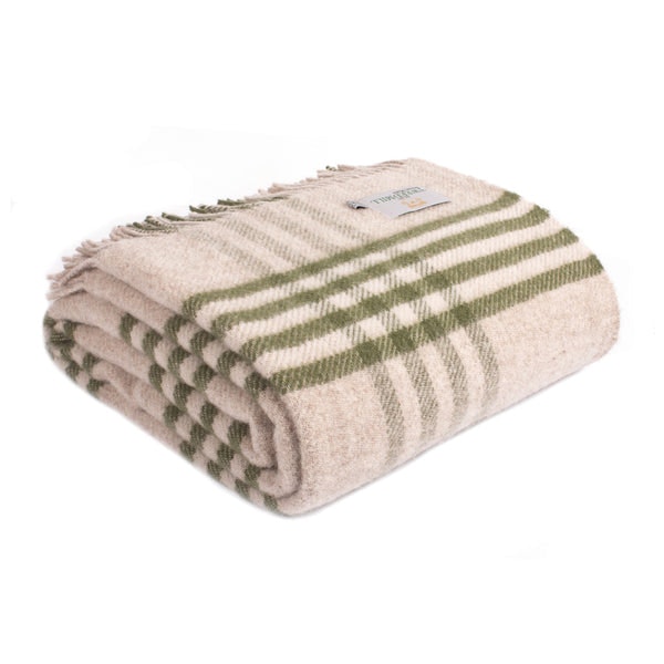 Olive Check Throw by Tweedmill