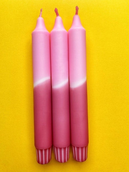 Mulberry Coulis - Dip Dye Dinner Candle Trio by The Colour Emporium