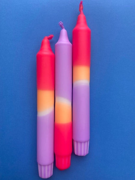 Tutti Frutti - Dip Dye Dinner Candle Trio by The Colour Emporium