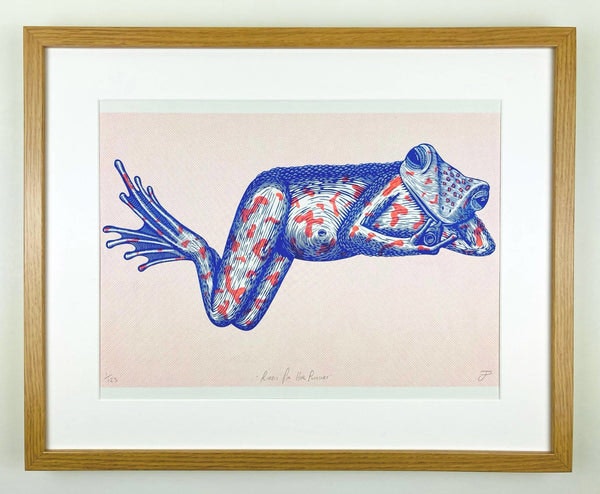 'ribbit For Her Pleasure' Sexy Frog Riso Art Print by Strangford