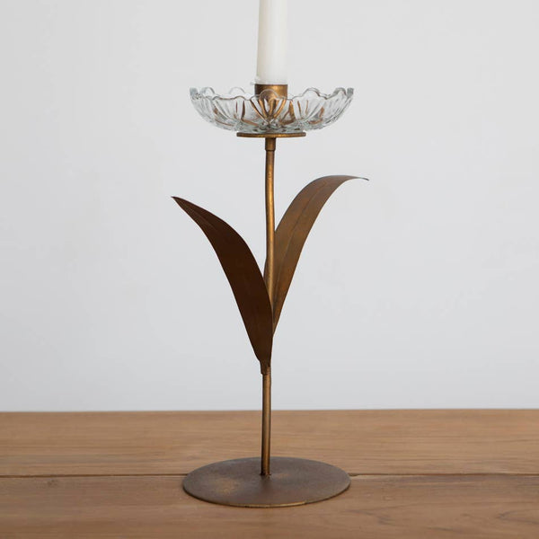 Mahe Homeware - Glass Flower Single Candle Holder