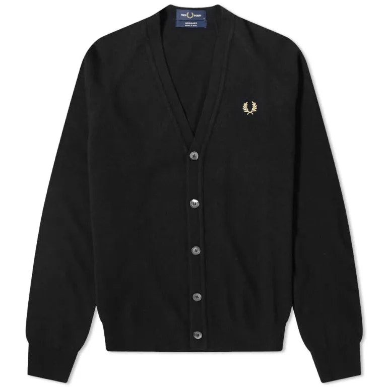 Fred Perry Reissues Lambswool Cardigan Black & Champagne
