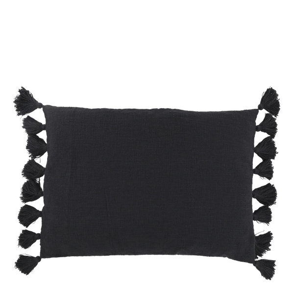 Charcoal Textured Tassel Cushion 70x40 Cm by Chic Antique